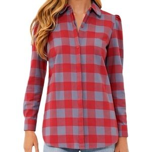 Tuckernuck Saranac Buffalo Checkered Puff Sleeve Top